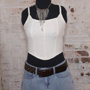 Hollister White Floral Layering Crop Cami